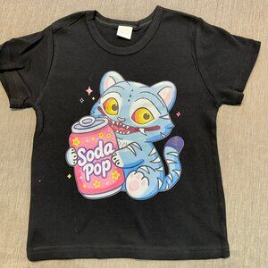 Kpop Hunters Derpy Tiger Soda Pop Kids 4T Black Cotton Graphic Tee